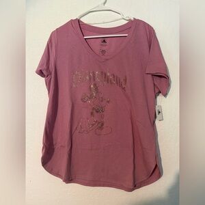 Disney Mauve Short Sleeve Tee with Mickey Design